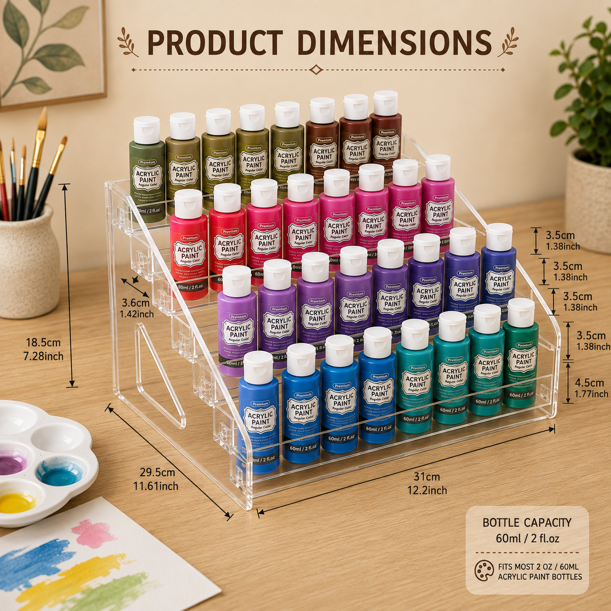 7-Tier Paint & Craft Storage Organizer – Compact Acrylic Paint Rack