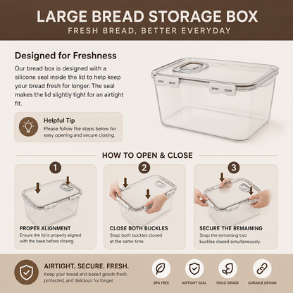 3-Piece FreshGuard Bread Storage Box Set – Airtight Containers with Date Dial