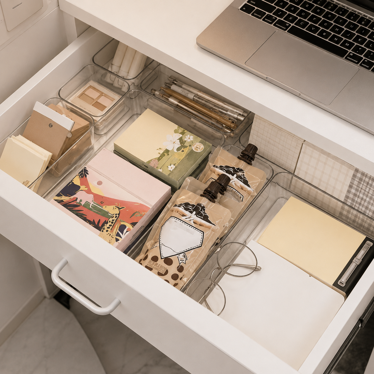 9-Piece Transparent Drawer Storage Organizer Set – Versatile Stackable Boxes for Home, Kitchen, Office & Vanity