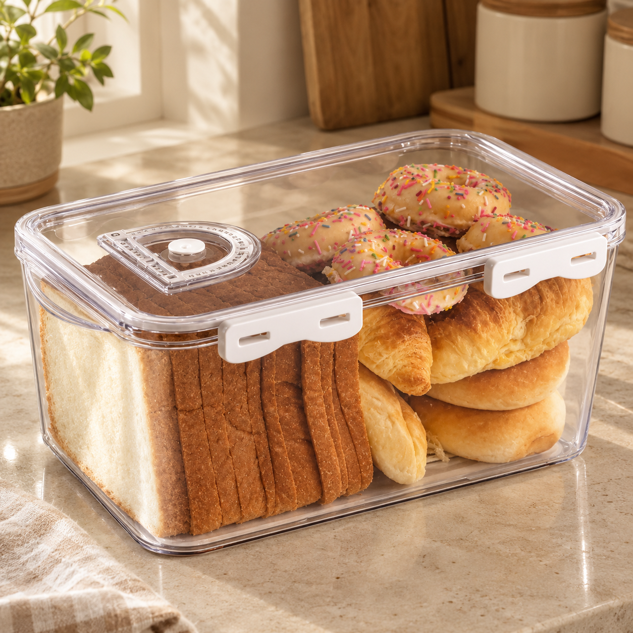 3-Piece FreshGuard Bread Storage Box Set – Airtight Containers with Date Dial
