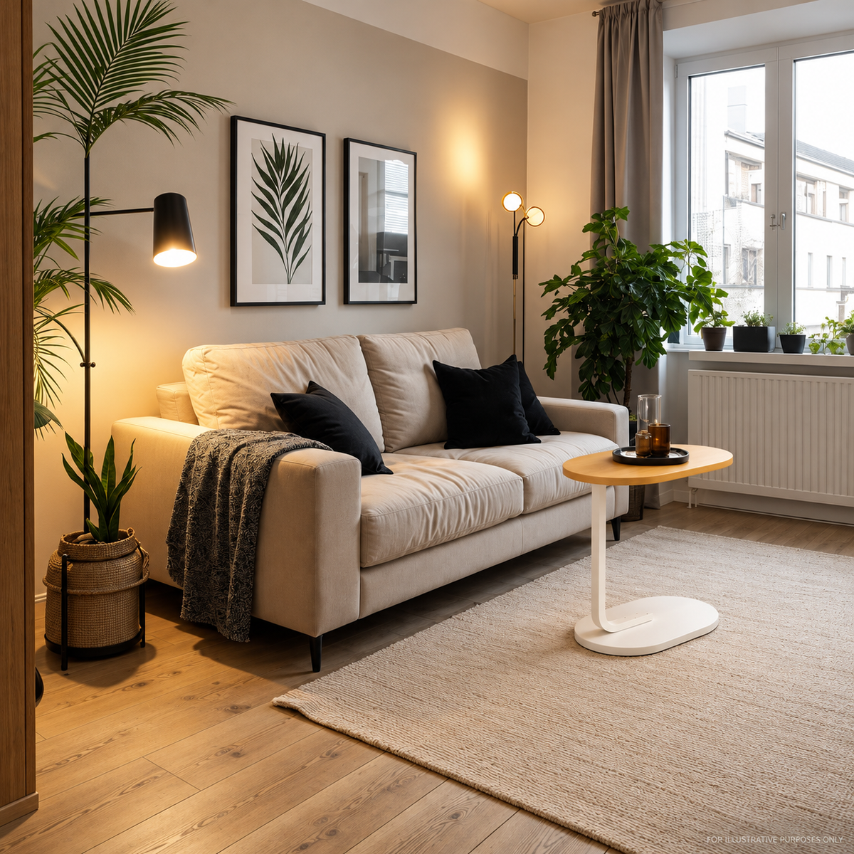 C Shaped Oval Side Table