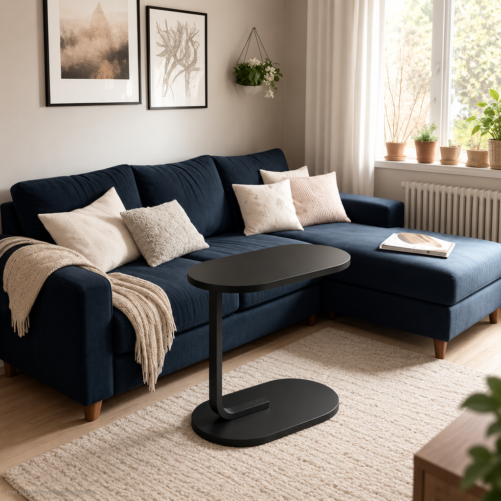 C Shaped Oval Side Table