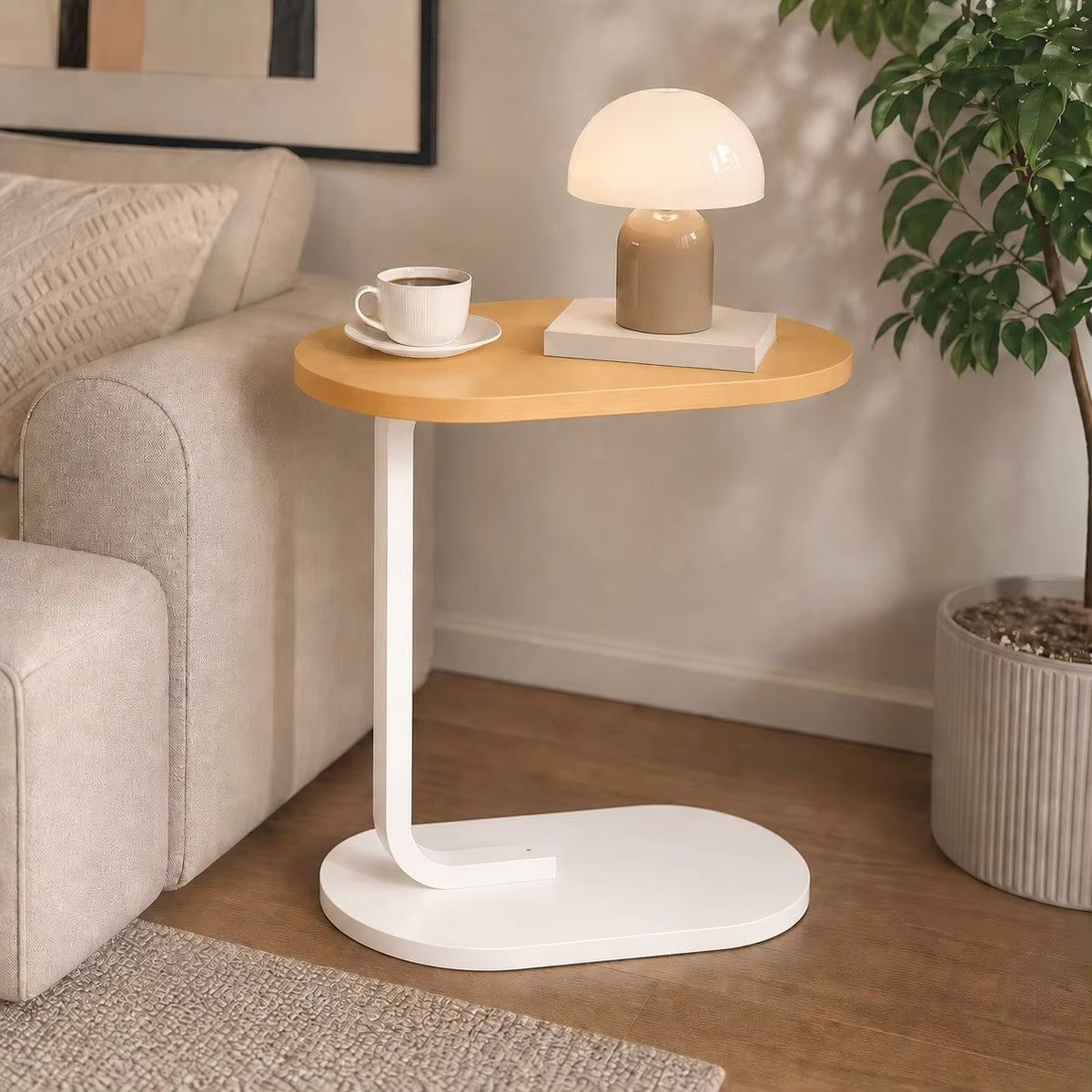 C Shaped Oval Side Table