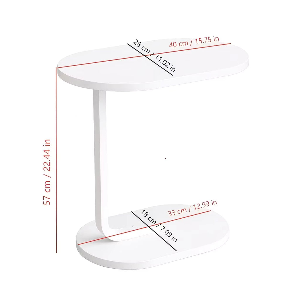 C Shaped Oval Side Table