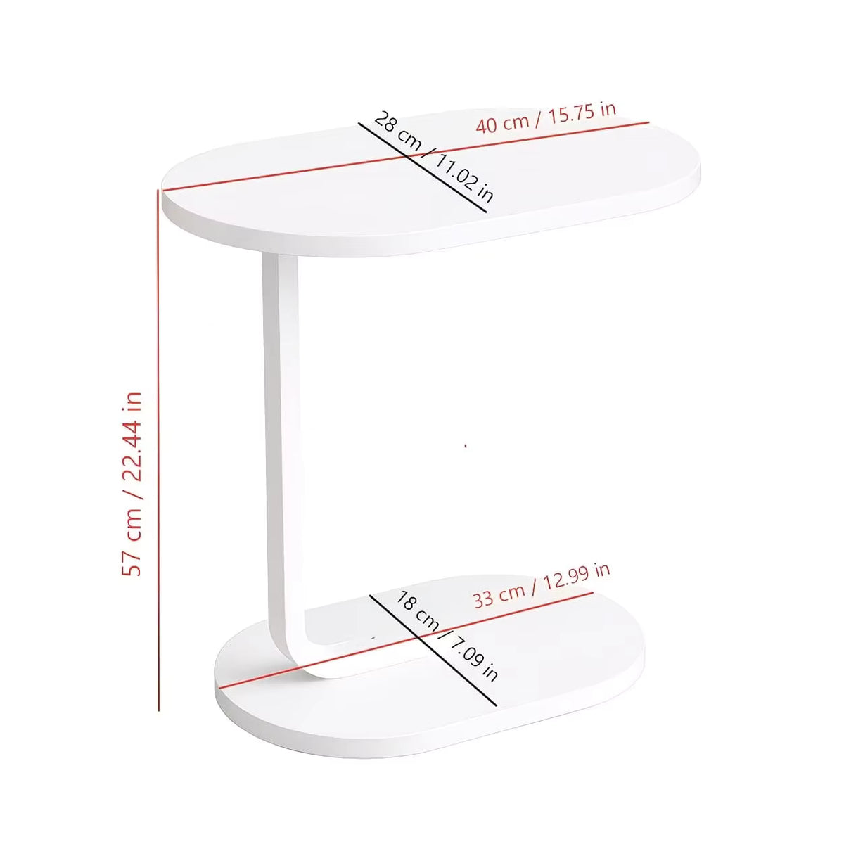 C Shaped Oval Side Table